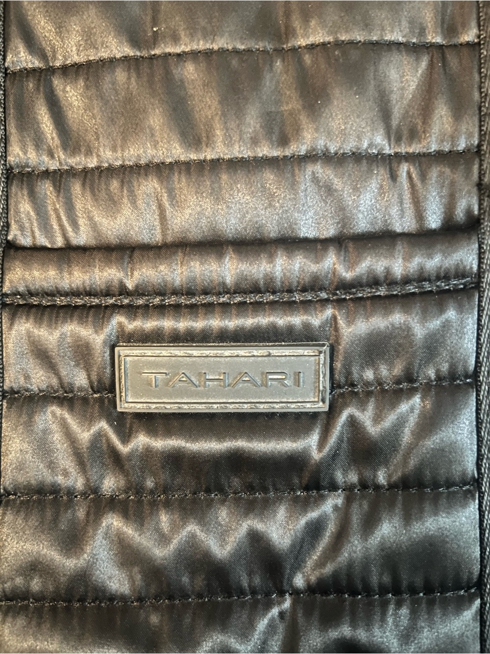 Tahari Black Quilted Tote Bag with Double Straps - Picture 4 of 8